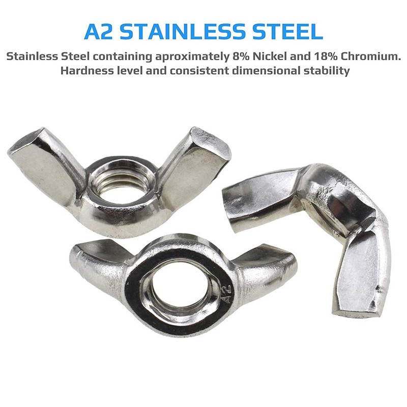 M8 Wing Butterfly Nut Stainless Steel (Pack of 5) Hand