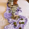 ZAGQIG Boho Rustic Table Runner, 35x120 inches Light Purple Cheesecloth/Gauze,