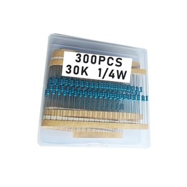 Jiefafa 30k 1/4W, 30k 1/4W, 30k ohm, 30k 1/4W, 30kresistor, 30k ohm resistor, 30k ohm Metal resistor, 30k Metal Film resistors 1/4w(0.25w) 1% tolerance 0.01 MF Metal Film Fixed Resistor 300 pcs