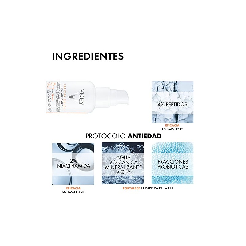 VICHY Protector Solar Facial UV-Age Daily Anti-Edad con Color FPS50