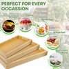 Flexzion Bamboo Trays for Serving Food - 3 Pack Bamboo