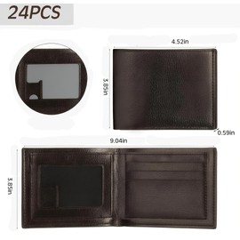 24 Pcs Leather Wallet for Men Bulk -Thank You Gifts for Employees Appreciation-Christmas Gift for Coworkers Men Father's Day (12pcs black+12pcs brown)