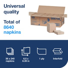 Tork Xpressnap Fit Natural Dispenser Napkin N14, C-Fold, 1 ply, 240 napkins, 4.192in x 3.248in each, 506700