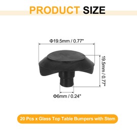 sourcing map 20Pcs Arch Glass Top Table Bumpers with Stem, Soft Rubber Grippers Anti Slip Pads for 6mm Hole, Table Spacers Furniture Cabinet Pads Foot End Caps Covers Protectors, Black