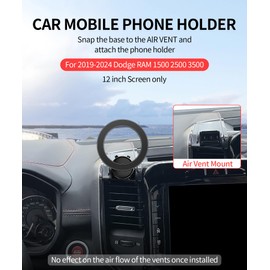 MaserWeller Car Phone Holder for 2019-2024 Dodge RAM 1500/RAM 2500/RAM 3500 Accessories, 360° Rotation Phone Mount Compatible with MagSafe, Cell Phone Holder Does Not Affect Air Vent (12 inch)