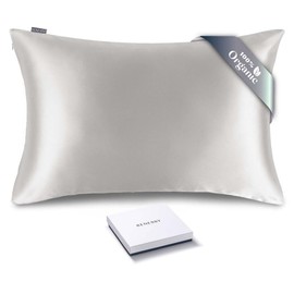 RENESSY Organic Silk Pillowcase 50 x 70 cm - 100% Organic Mulberry Silk, 22 Momme, Naturally Hypoallergenic, Promotes Hair and Skin Health, 1 Piece (Light Grey)