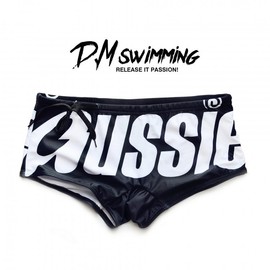 Men's Low Waist Sexy Fashion Boxer Swim Trunks Beach Black Background White + XL (65.00 Kg - 72.50 Kg) 3ea