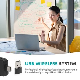 Movo WMX-1-UH USB-C Wireless Headset Microphone - USB Wireless Headset Microphone for Computers, Smartphones, and Tablets