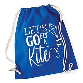 Hippowarehouse Let's Go Fly A Kite Drawstring Cotton School Gym Bag 37cm x 46cm, 12 litres