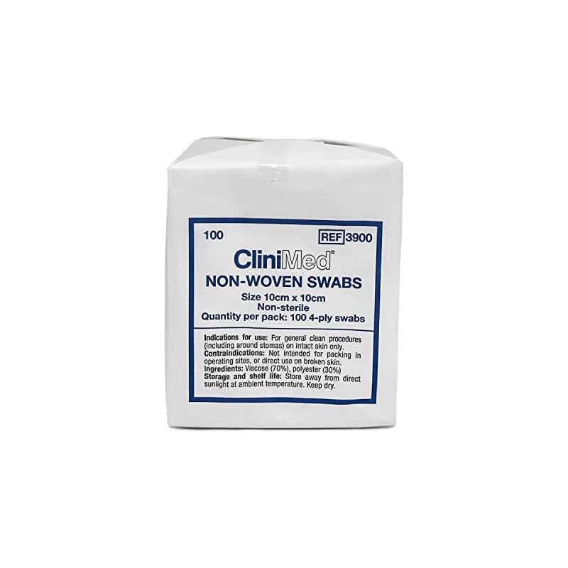 CliniMed Non-woven swabs 10cm x 10cm non-sterile, non-woven 4-ply swabs