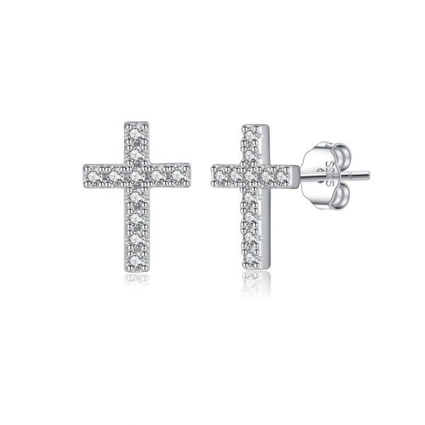 SLUYNZ Solid 925 Sterling Silver Cross Earrings Stud for Women