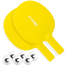 Cannon Sports Unbreakable Table Tennis Paddle Set (2 Yellow Paddles + 6 White Balls)