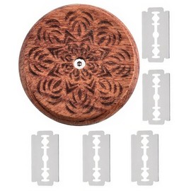 Professional Baking Bread Slicer with Fancy Round Wooden Handle & 5 Stainless Steel Blades Premium Bread Lame Dough Scoring Tool -Artisan Bread Making, Sourdough Scoring, Pastry Slashing Kit (1PCS)