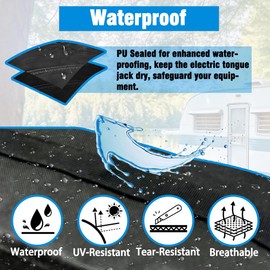 RV Murts RV Electric Tongue Jack Cover with D Rings, Universal Waterproof Trailer Tongue Jack Protective Black Cover, 900D Oxford Fabric Electric Trailer Jacks Cover for Outside RV Parts Accessories.