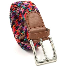 LisaModa Unisex Stretch Braided Belt in Many Colours, Colourful 064