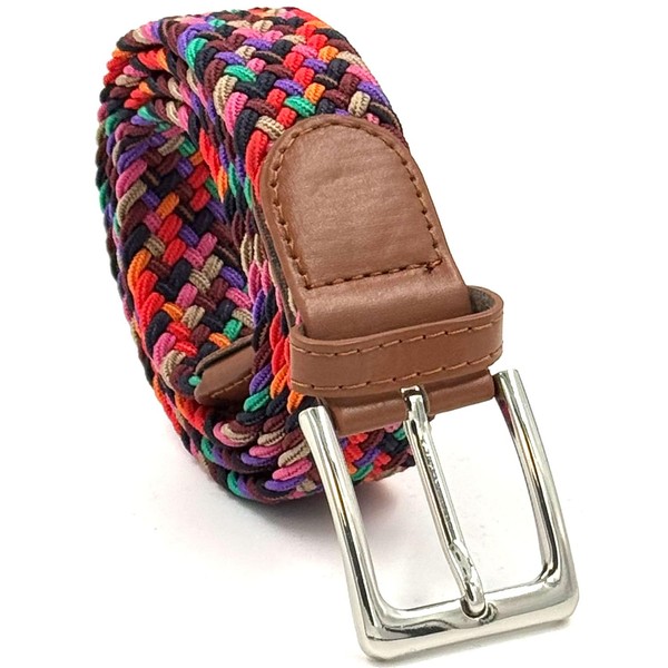 LisaModa Unisex Stretch Braided Belt in Many Colours, Colourful 064