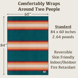 Chubbuck 100% Wool Blanket Camping (60" x 84") - Large Warm Blanket for Camping, Emergency, Outdoor Concerts and Home Use - Fire Retardant, Soft and Warm Blankets for Winter (Turf)