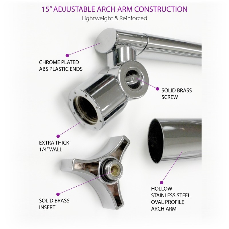 Razor 15-inch Arch Design Adjustable Shower Extension Arm With Stainless