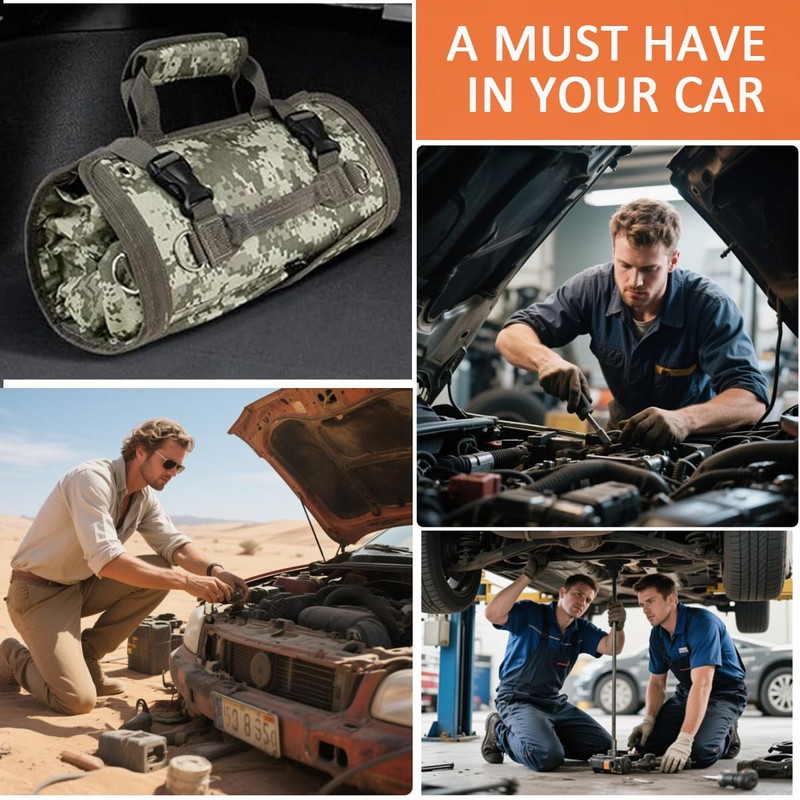 Roll Up Tool Bag, Heavy Duty Rolled Empty Portable Foldable