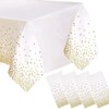 Jepeux 4 Packaging White and Gold Plastic Tablecloth, 54 inch