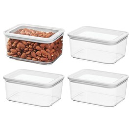 iDesign Small Airtight Kitchen Canister with Peel 'N Place Erasable Label - Set of 4 - Clear/White