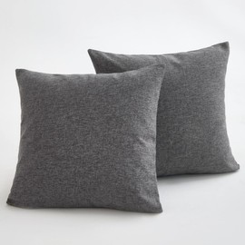 Sunday Praise Linen Decorative Throw Pillow Covers,Classical Square Solid Color Pillow Cases,18x18 Inches Cushion Covers for Sofa Couch Bed&Car,Pack of 2 (Deep Grey)