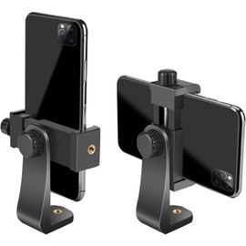 Smartphone Tripod Holder Phone Tripod Mount Adapter Universal Tripod Cell Phone Holder Vertical and Horizontal Tripod Mount Adapter Rotatable Bracket with 1/4 inch Screw/Adjustable Clip(Color:Black)