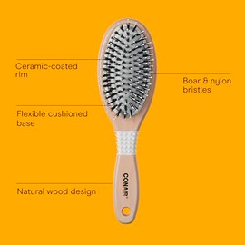Conair Cepillo de pelo con cojín de puercoespín de cerámica Mega - Marrón