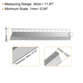 sourcing map Folding Straight Ruler 30cm Metric Aluminum Alloy Protractor Foldable Angle Ruler Geometric Measuring Tool for Architects Artists Office, Grey