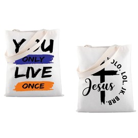BNQL Funny Religious Tote Bag Humorous Jesus Saying Gifts Sarcastic Canvas Tote Bag Christian Gifts for Pastor Shopping Bag
