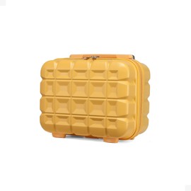 Kono Lightweight ABS Travel Makeup Carrying Case ABS Hard Shell Cosmetic Case 13" Mini Luggage Organizer (Yellow, 13")