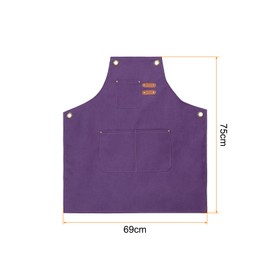 sourcing map Canvas Chef Aprons 75x69cm Adjustable Strap Cross Back Kitchen Cooking Apron with 3 Pockets for Men Women Chef, Purple