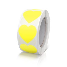 Yellow Heart Stickers Roll 2.5 cm Valentine's Day Love Shape Labels Waterproof Removable for Craft Envelopes Boxes Gift Tags Bags Wedding 500 PCS