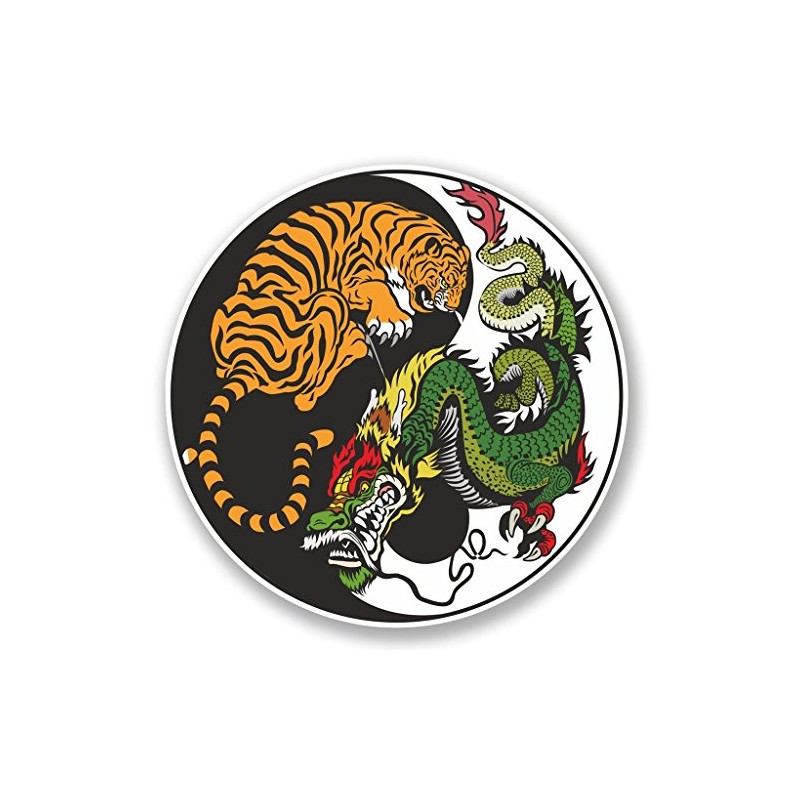 2 x 10cm/100mm Yin Yang Tiger Dragon Window Cling Sticker