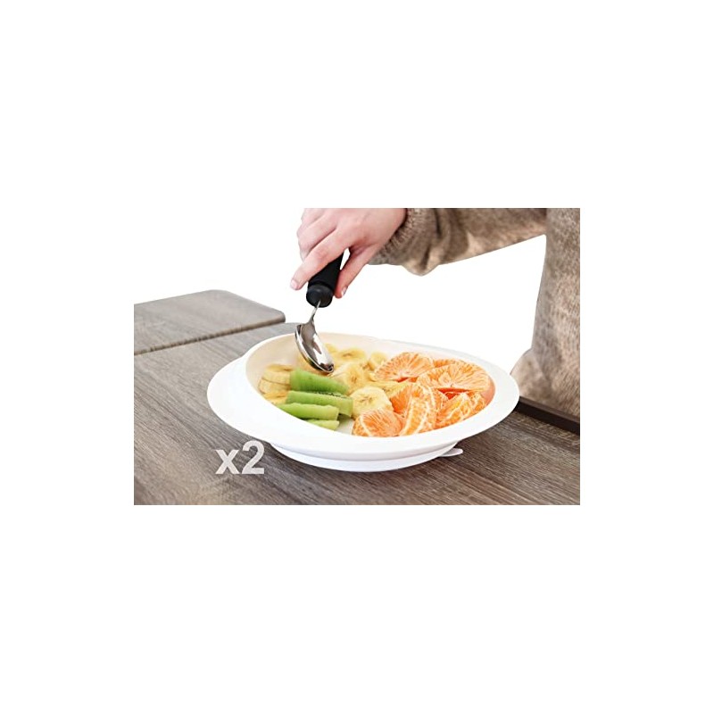KMINA Non Slip Plate for Disabled, Eating Aid with Suction