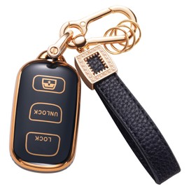 CACARLIKE for Toyota Key Fob Cover with Leather Lanyard, Car Key Fob Case Compatible with 2003-2009 Toyota 4Runner Matrix 1999-2006 Toyota Camry Smart Key Protector Holder