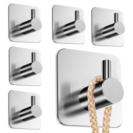 6 Piezas Ganchos de Baño Conjuntos,304 Acero Inoxidable Robe Ropa Toalla Bolsa Montado en Pared Percha de Ropa Soporte, Gancho de Acero Inoxidable Conjuntos para Cocina, Baño o Oficina(Negro)