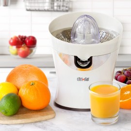 Tribest Stainless Steel Citrus Juicer with Strainer and Spout Electric White Finish