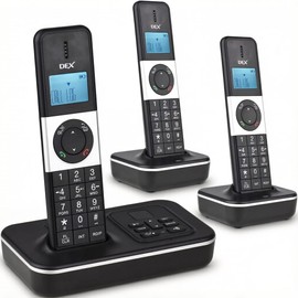D1002 TAM-T Teléfono Inalámbrico de 3 Auriculares, con Contestador Automático Identificador de llamadas/llamada en espera, Pantalla LCD de 3 líneas de