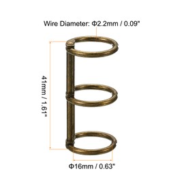 PATIKIL 0.63 Inch Diameter 3 Rings Book Rings, 4 Pieces, Removable Metal Book Rings, Office, Loose Leaves, 3 Circles for Desk, Calendar, Photo Album, Bronze