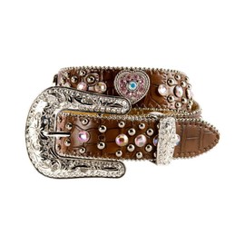 M&F Western Girls' Hearts Belt (Little Big Kids), Brown, 26