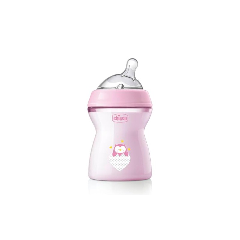 CHICCO, Biberón Natural Feeling, Color Rosa, 250 ml