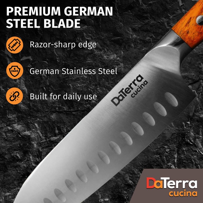 DaTerra Cucina - 7 Inch Santoku Knife – German Steel
