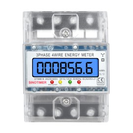 Vothen Electricity Meter, DIN Rail, 3 Phases, 4-Wire Digital Three-Current Meter, DIN Rail, Energy Meter, Calibrated Electricity Meter, 40-380 V, 100 A with LCD Display, Electricity Meter