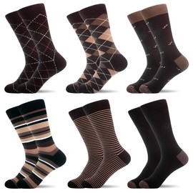 WeciBor Men's Dress Seamless Cotton Crew Socks, 6 Pack Multicolor Ocean Sea Animal, Size 7-12