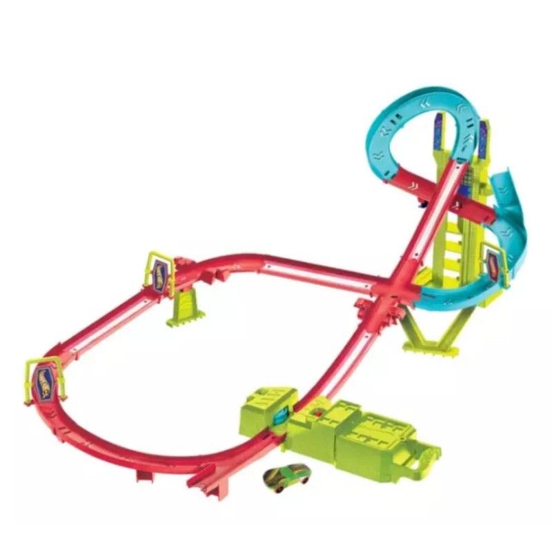 Hot Wheels Track Set, Neon Speeders Skyscraper Speed Circuit with