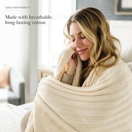 Cozytoon Cotton Knitted Throw Blanket - 100% Soft Breathable Cotton, All-Season Lightweight Blanket for Bed, Couch, Sofa - Made in Turkey - Ideal for Home, Living Room, and Bedroom Decor