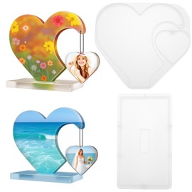 Heart Photo Frame Resin Molds, 2 PCS Large Heart Shape Silicone Molds DIY Epoxy Resin Picture Frame Display Mold Resins Casting Mold for Art Crafts Table Home Decor Gift