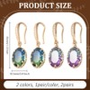 GOMAKERER 2 Pairs 2 Colors Crystal Drop Earring, Oval Sparkly