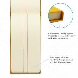 Exacompta - Ref 2026Z - Chartwell Casebound Field Survey Book - 130 x 205mm in Size, Excellent Strength When Wet, Ideal for Use Outside, Plain With 2 Lines, Yellow